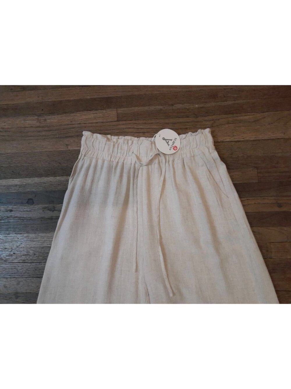 New Womens Linen Blend Pants Wide Leg Casual Coastal Resort Beachy Size Medium - Picture 2 of 7